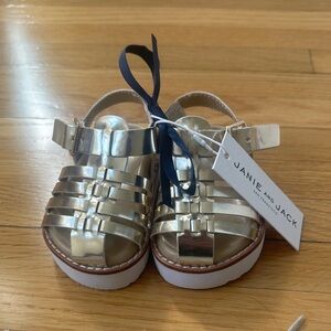 Janie and Jack Metallic Gold Strappy Fisherman Sandals